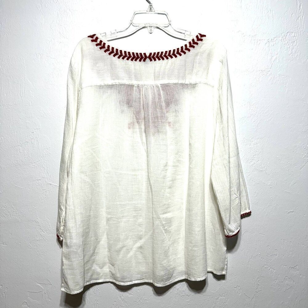 Talbots Embroidered Top White Floral Red Blouse 3/4 Sleeve Women sz Extra Large - Picture 8 of 8